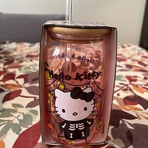 Hello Kitty pink and black skeleton tumbler